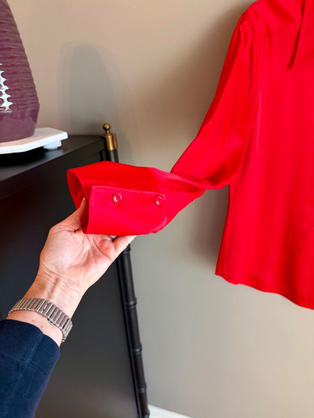 Red Satin Zara Blouse - Picture 3 of 5